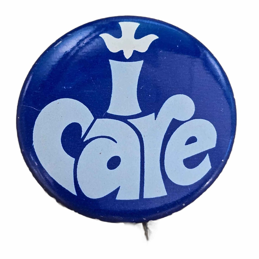 Vintage Blue And White Dove I Care Campaign Cause Pinback Button B45